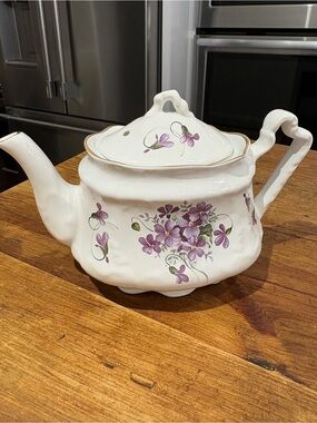 Vintage Arthur Wood Staffordshire white Floral Porcelain Teapot
